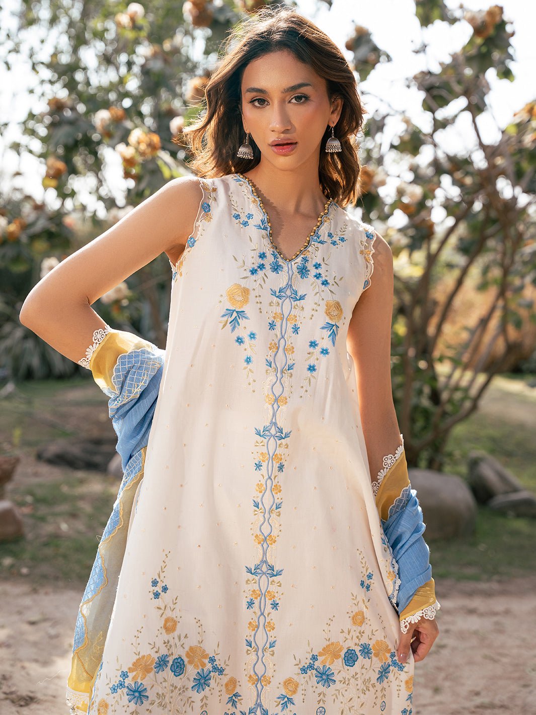 Bin Ilyas | Hazel Printed Lawn 25 | 2078 - B-Brand:Bin Ilyas-Type:Ladies Clothes-White-Lawn-House of Maryam- Buy in UK, USA