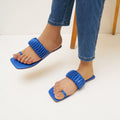 Aloha Ruffle Slides (Blue) by Designer House of Maryam - House of Maryam - Pakistani Designer Ethnic Wear in {{ shop.shopifyCountryName }}