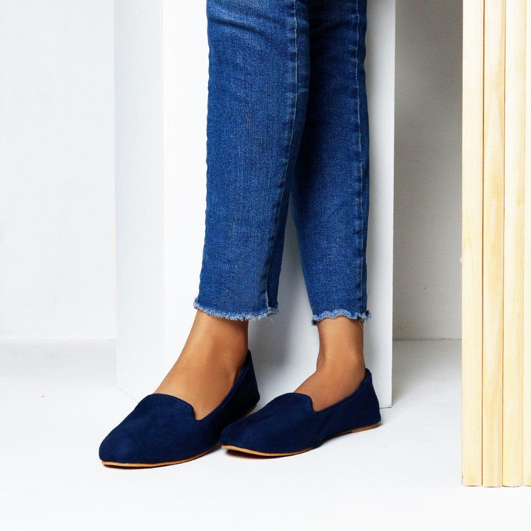 Navy Blue Loafers by House of Maryam - House of Maryam