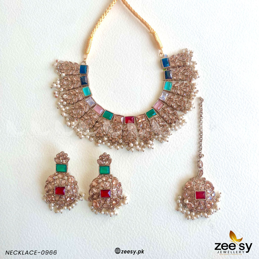 Necklace-0966 -  Zeesy Necklace Sets - Original Designer Dress - House of Maryam