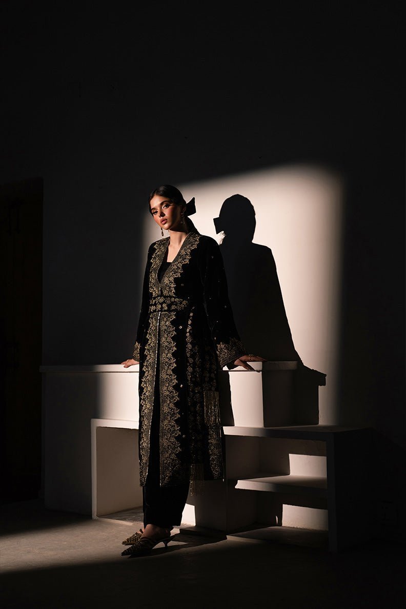 Caia | Luxury Velvet Edit 25 | Diana-Brand:Caia-Type:Ladies Clothes-Black-Velvet-House of Maryam- Buy in UK, USA