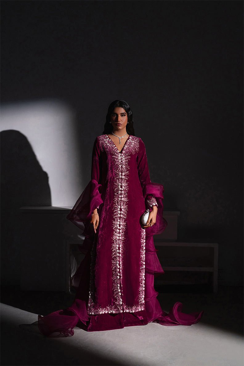 Caia | Luxury Velvet Edit 25 | Fuchsia-Brand:Caia-Type:Ladies Clothes-Old Mauve-Velvet-House of Maryam- Buy in UK, USA