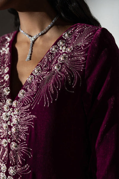 Caia | Luxury Velvet Edit 25 | Fuchsia-Brand:Caia-Type:Ladies Clothes-Old Mauve-Velvet-House of Maryam- Buy in UK, USA