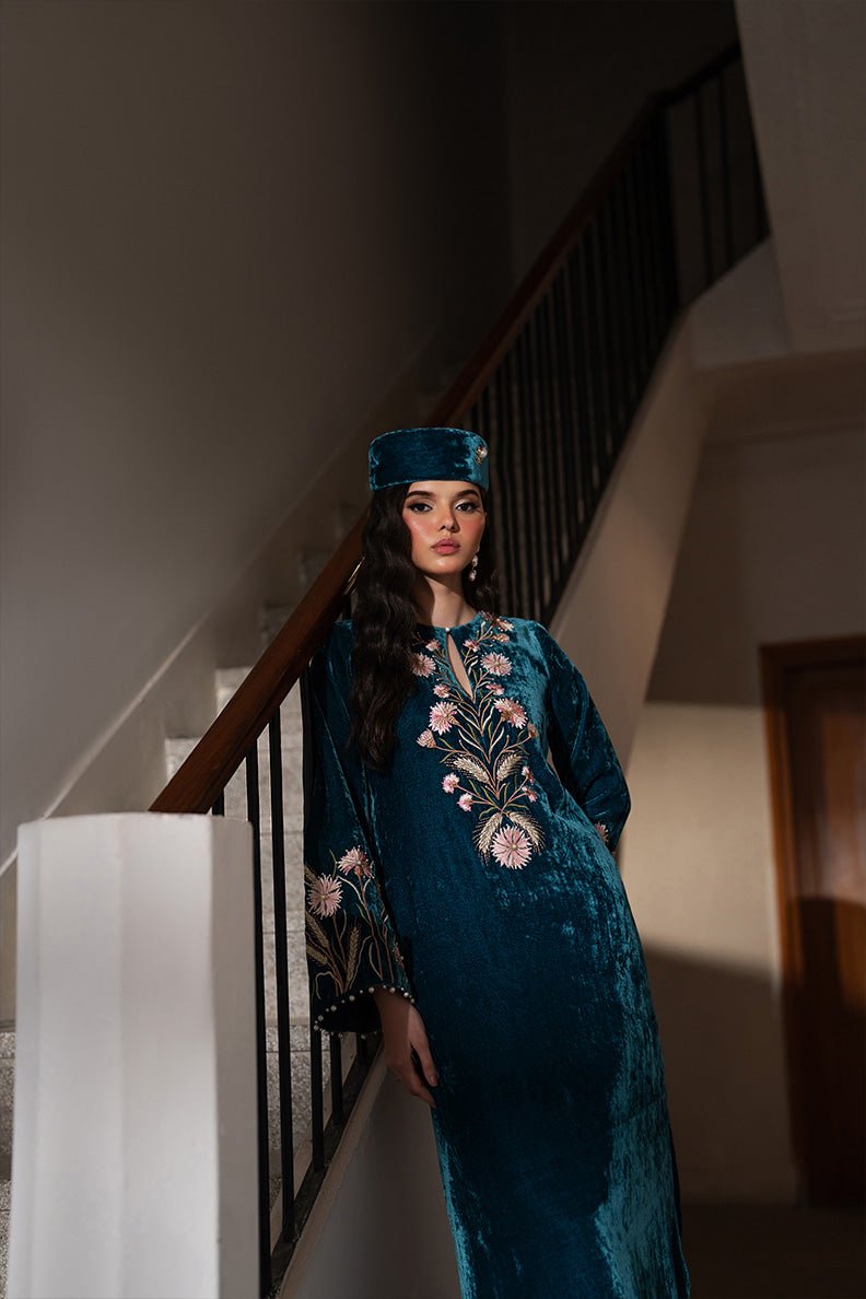 Caia | Luxury Velvet Edit 25 | Twilight custom-Brand:Caia-Type:Ladies Clothes-Teal Blue-Velvet-House of Maryam- Buy in UK, USA