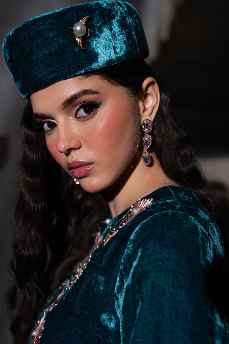 Caia | Luxury Velvet Edit 25 | Twilight custom-Brand:Caia-Type:Ladies Clothes-Teal Blue-Velvet-House of Maryam- Buy in UK, USA