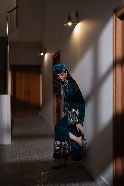 Caia | Luxury Velvet Edit 25 | Twilight custom-Brand:Caia-Type:Ladies Clothes-Teal Blue-Velvet-House of Maryam- Buy in UK, USA