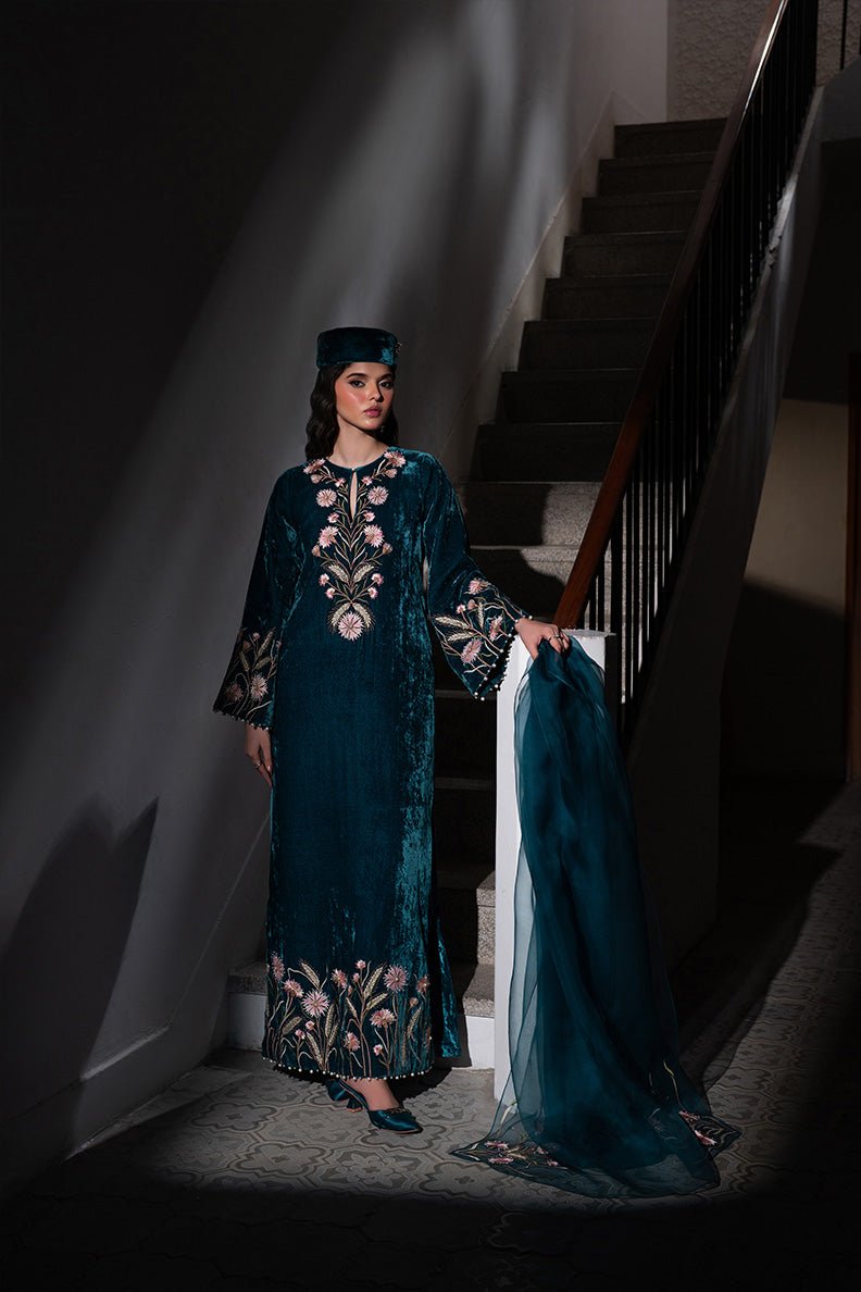 Caia | Luxury Velvet Edit 25 | Twilight custom-Brand:Caia-Type:Ladies Clothes-Teal Blue-Velvet-House of Maryam- Buy in UK, USA