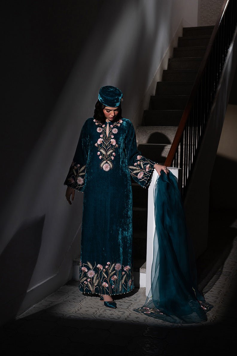 Caia | Luxury Velvet Edit 25 | Twilight custom-Brand:Caia-Type:Ladies Clothes-Teal Blue-Velvet-House of Maryam- Buy in UK, USA