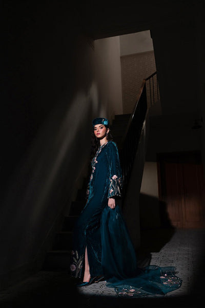 Caia | Luxury Velvet Edit 25 | Twilight custom-Brand:Caia-Type:Ladies Clothes-Teal Blue-Velvet-House of Maryam- Buy in UK, USA