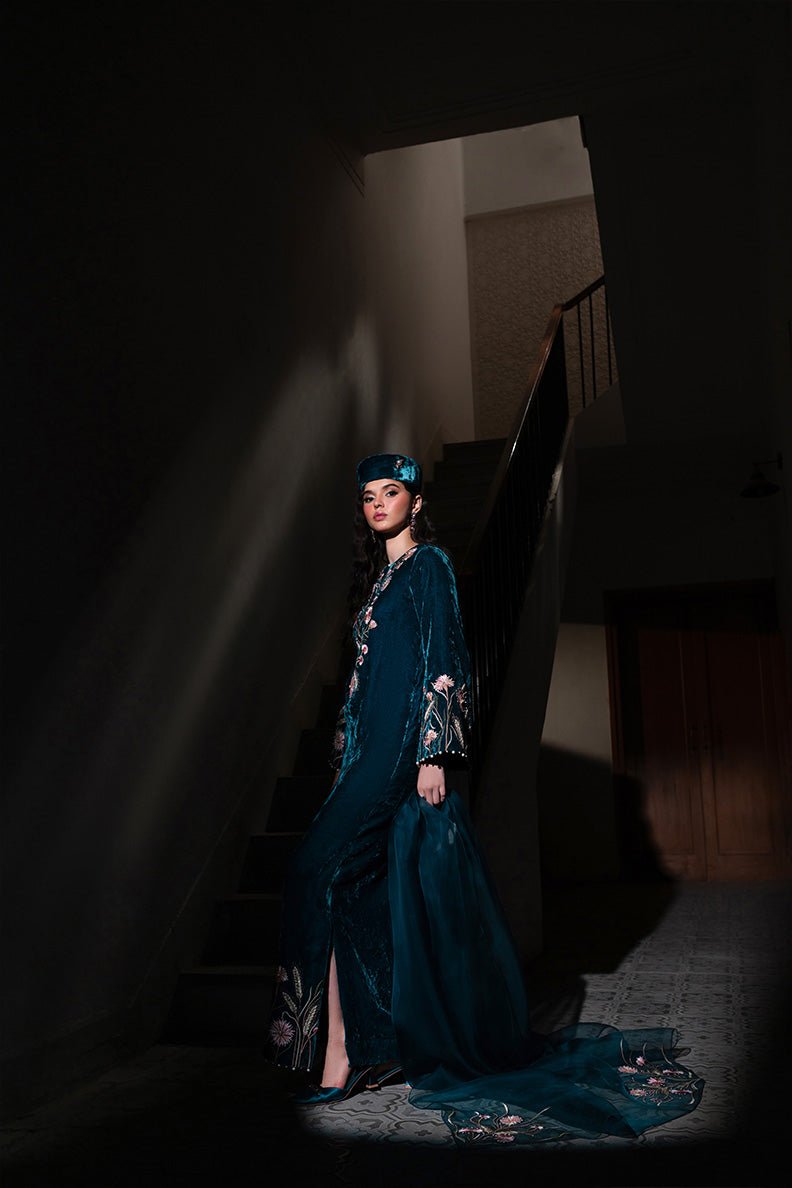 Caia | Luxury Velvet Edit 25 | Twilight custom-Brand:Caia-Type:Ladies Clothes-Teal Blue-Velvet-House of Maryam- Buy in UK, USA