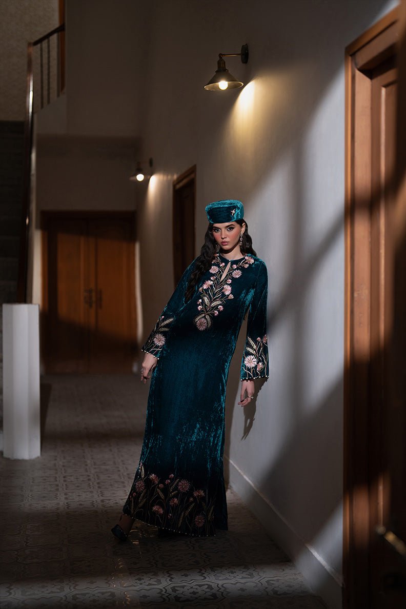 Caia | Luxury Velvet Edit 25 | Twilight custom-Brand:Caia-Type:Ladies Clothes-Teal Blue-Velvet-House of Maryam- Buy in UK, USA
