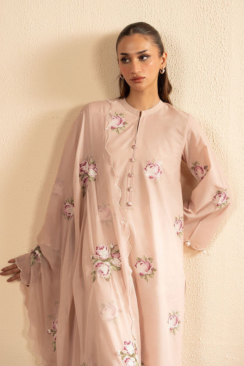 Cross Stitch | Exclusive Pret | Dusty Pink-2PC (Shirt & Dupatta)