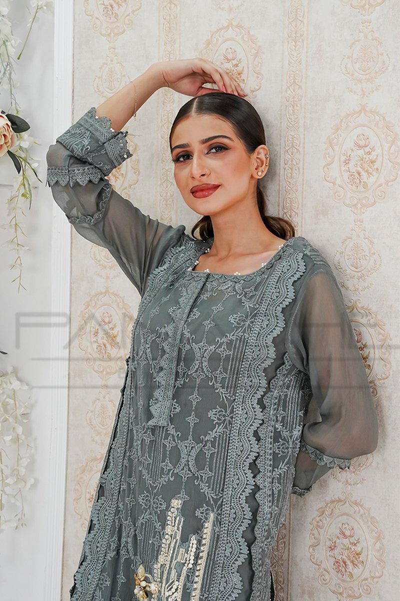 Panache | Pret | Charcoal Charm -  Panache By Mona  - Original Designer Dress - House of Maryam