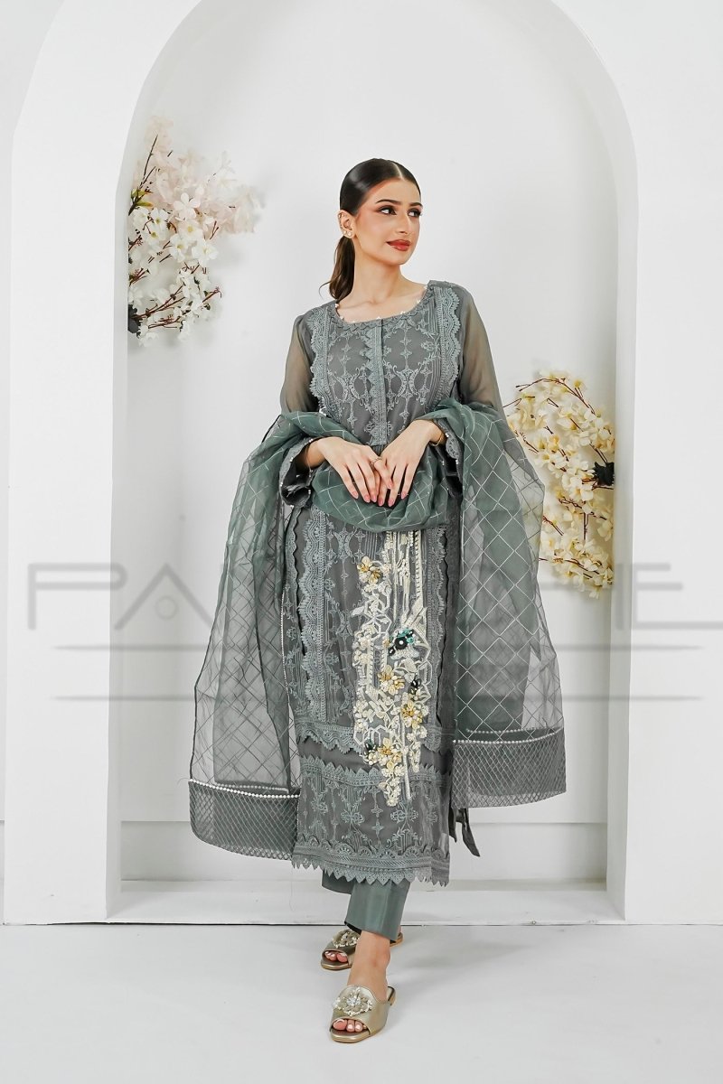 Panache | Pret | Charcoal Charm -  Panache By Mona  - Original Designer Dress - House of Maryam