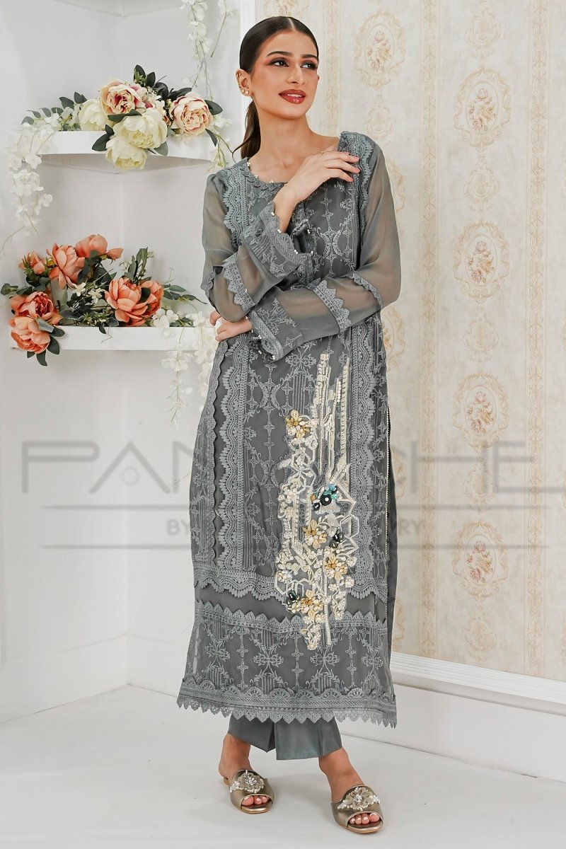 Panache | Pret | Charcoal Charm -  Panache By Mona  - Original Designer Dress - House of Maryam