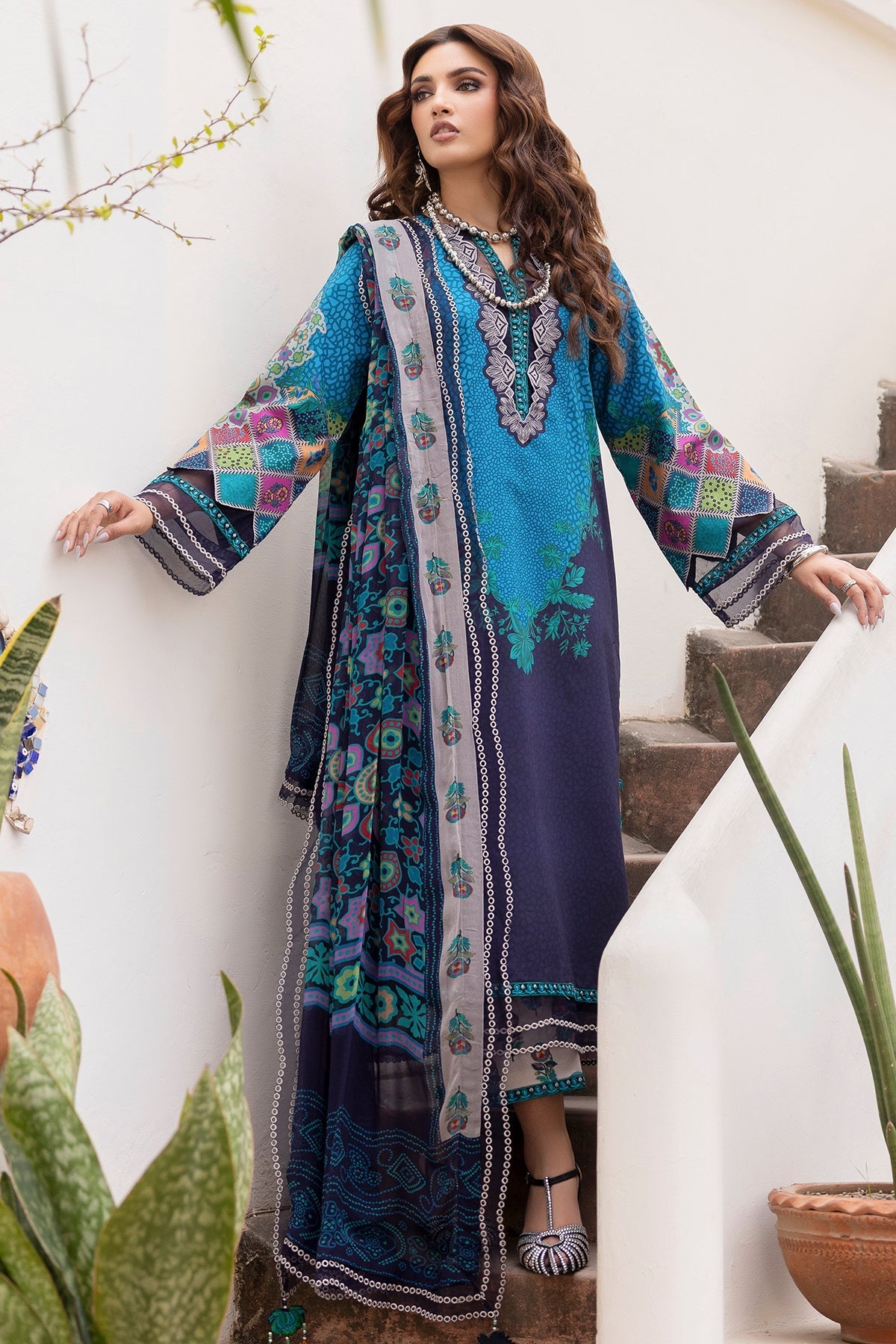Charizma | Andaaz Lawn 26 | CAD6-03-Brand:Charizma-Type:Ladies Clothes-Dark Navy Blue-Lawn-House of Maryam- Buy in UK, USA