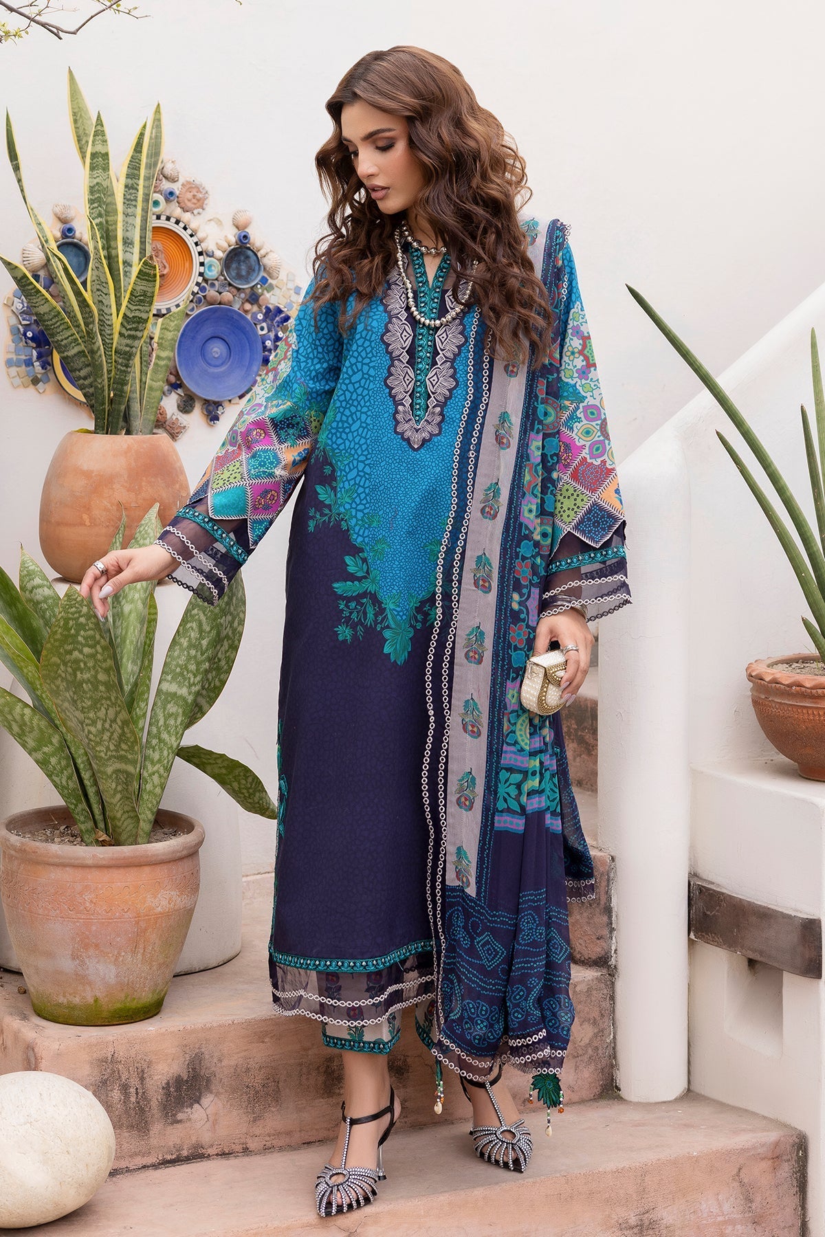 Charizma | Andaaz Lawn 26 | CAD6-03-Brand:Charizma-Type:Ladies Clothes-Dark Navy Blue-Lawn-House of Maryam- Buy in UK, USA