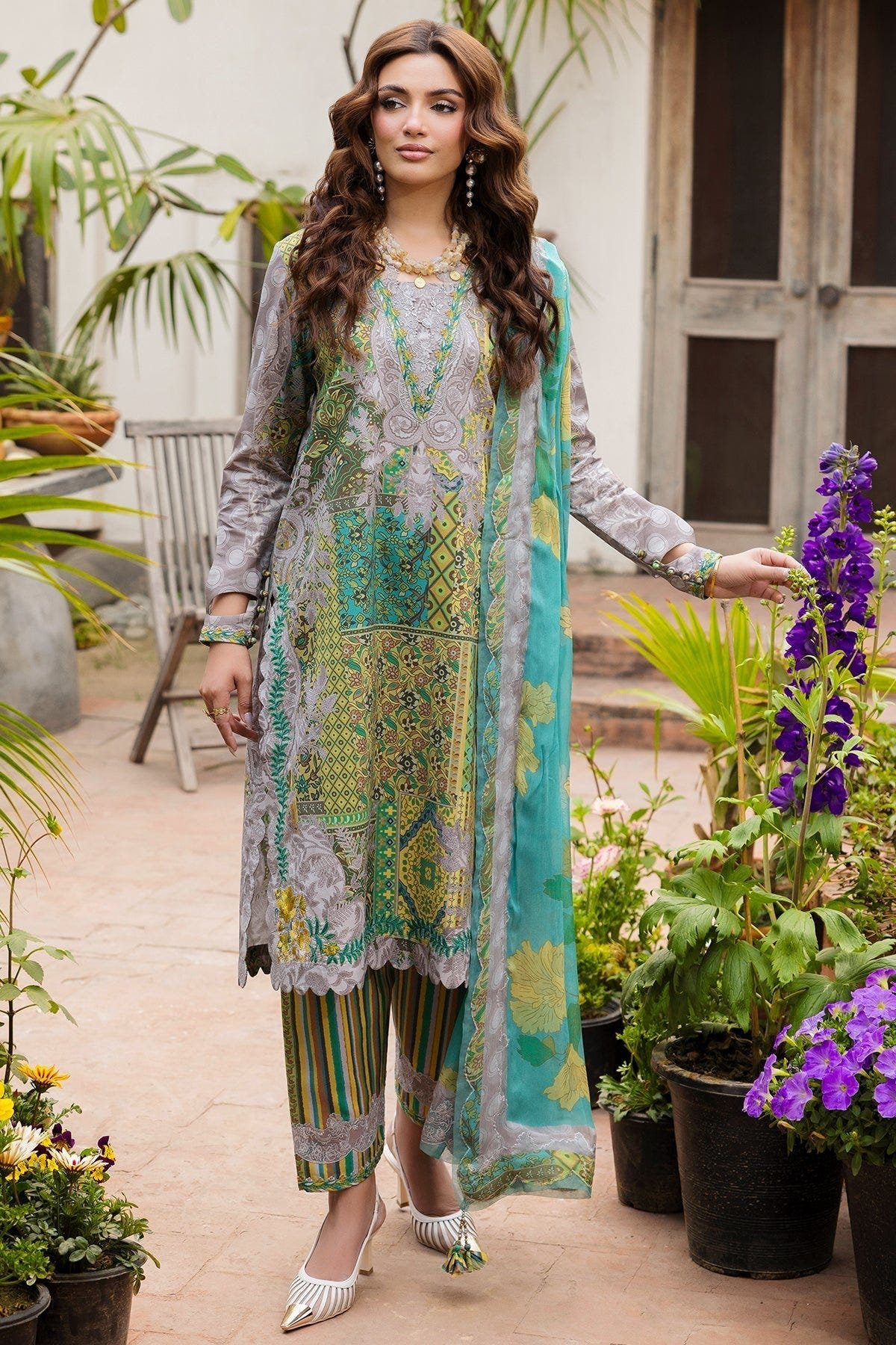 Charizma | Andaaz Lawn 26 | CAD6-06-Brand:Charizma-Type:Ladies Clothes-Lavender Gray-Lawn-House of Maryam- Buy in UK, USA