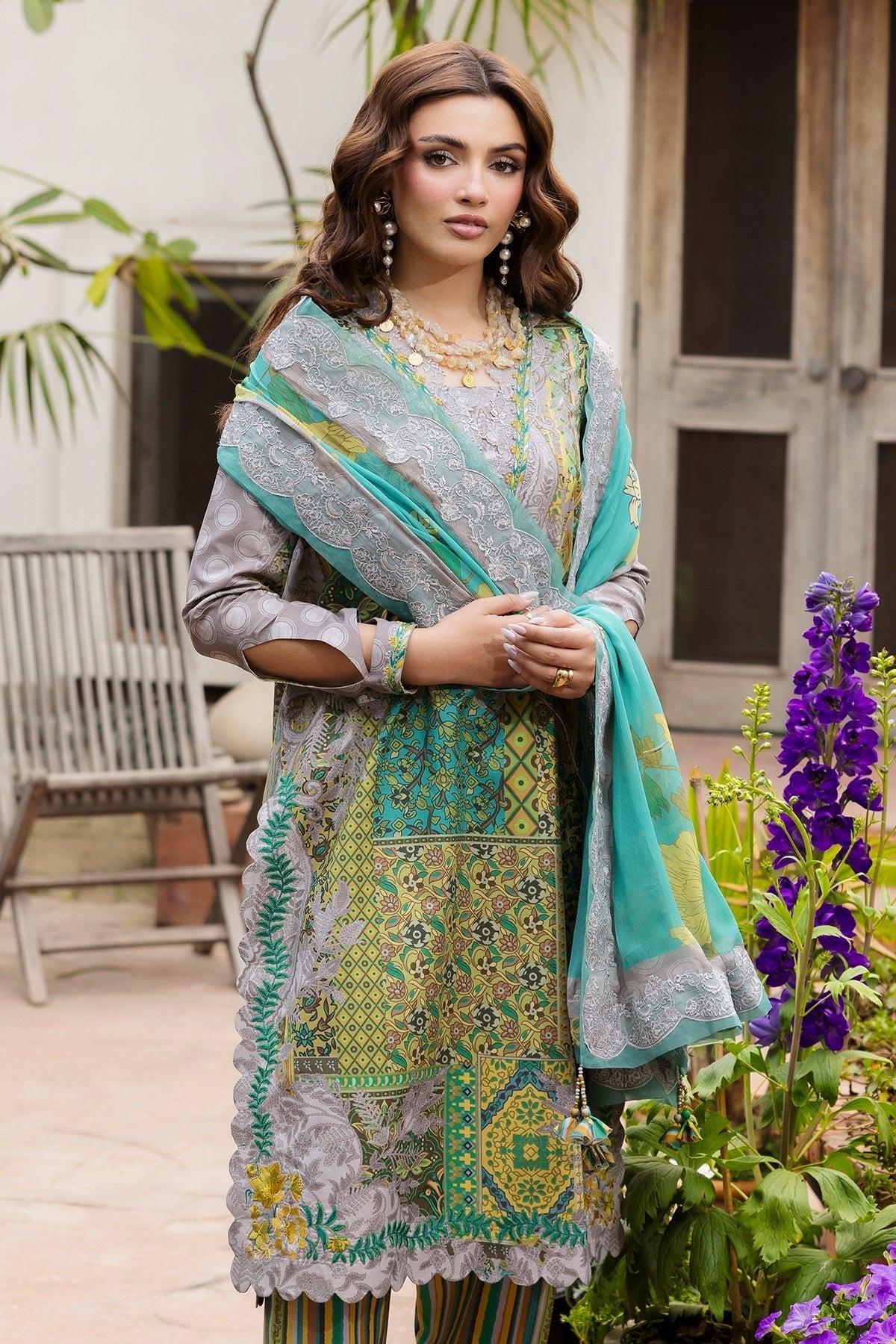 Charizma | Andaaz Lawn 26 | CAD6-06-Brand:Charizma-Type:Ladies Clothes-Lavender Gray-Lawn-House of Maryam- Buy in UK, USA
