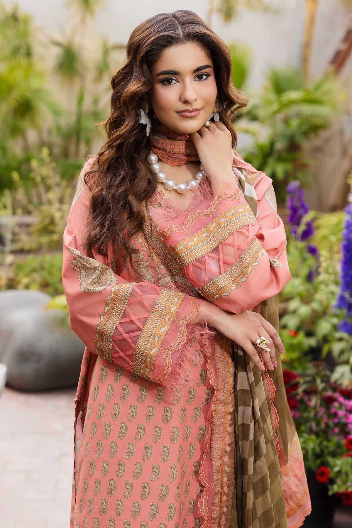Charizma | Andaaz Lawn 26 | CAD6-07-Brand:Charizma-Type:Ladies Clothes-Pale Peach-Lawn-House of Maryam- Buy in UK, USA