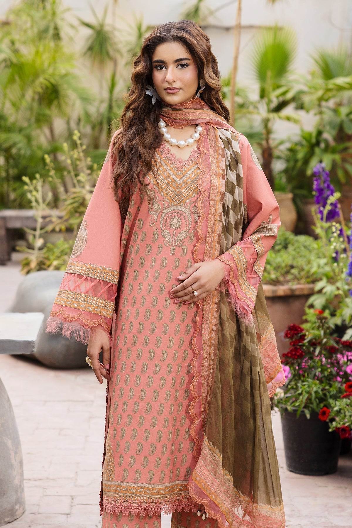 Charizma | Andaaz Lawn 26 | CAD6-07-Brand:Charizma-Type:Ladies Clothes-Pale Peach-Lawn-House of Maryam- Buy in UK, USA