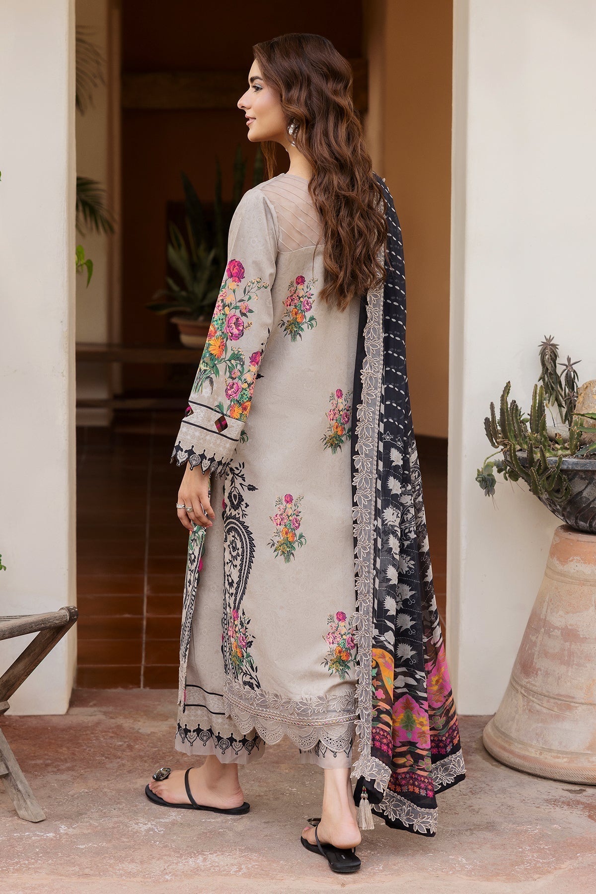 Charizma | Andaaz Lawn 26 | CAD6-08-Brand:Charizma-Type:Ladies Clothes-Soft Gray-Lawn-House of Maryam- Buy in UK, USA
