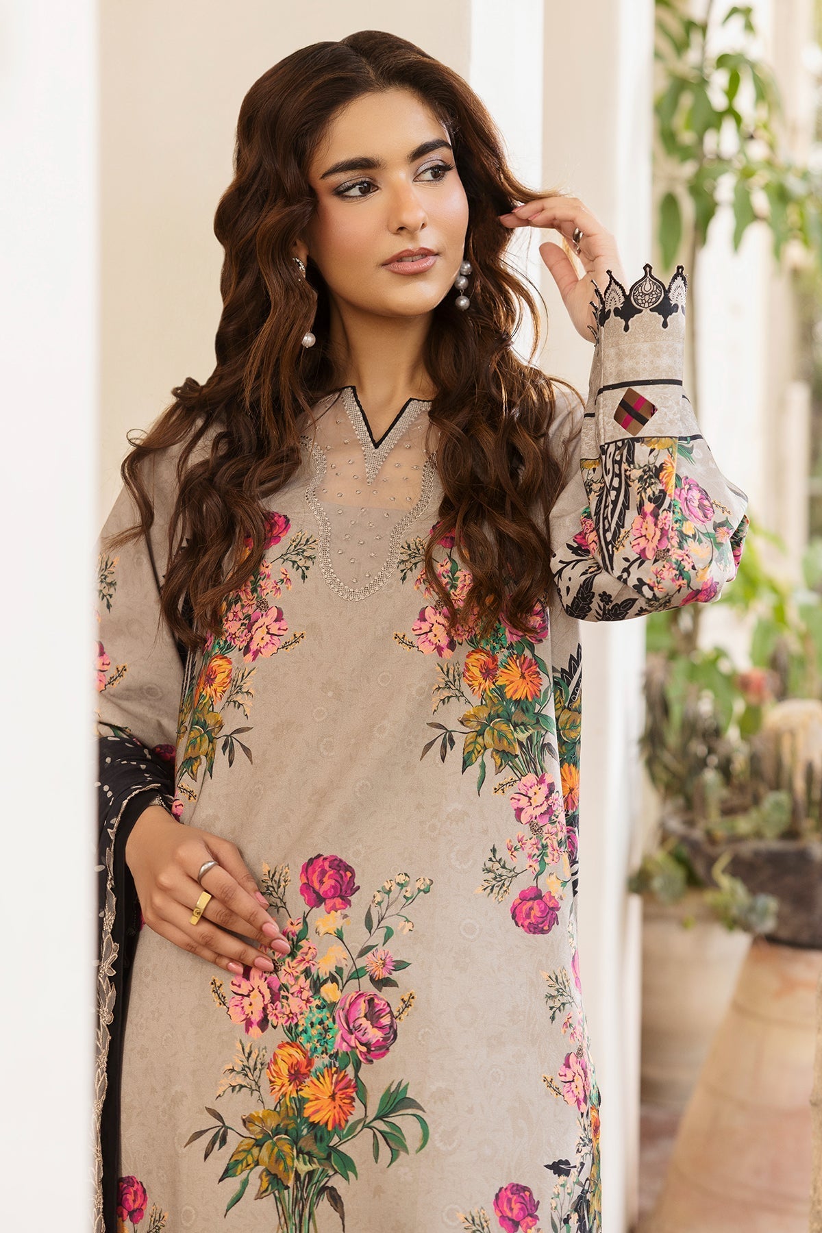 Charizma | Andaaz Lawn 26 | CAD6-08-Brand:Charizma-Type:Ladies Clothes-Soft Gray-Lawn-House of Maryam- Buy in UK, USA