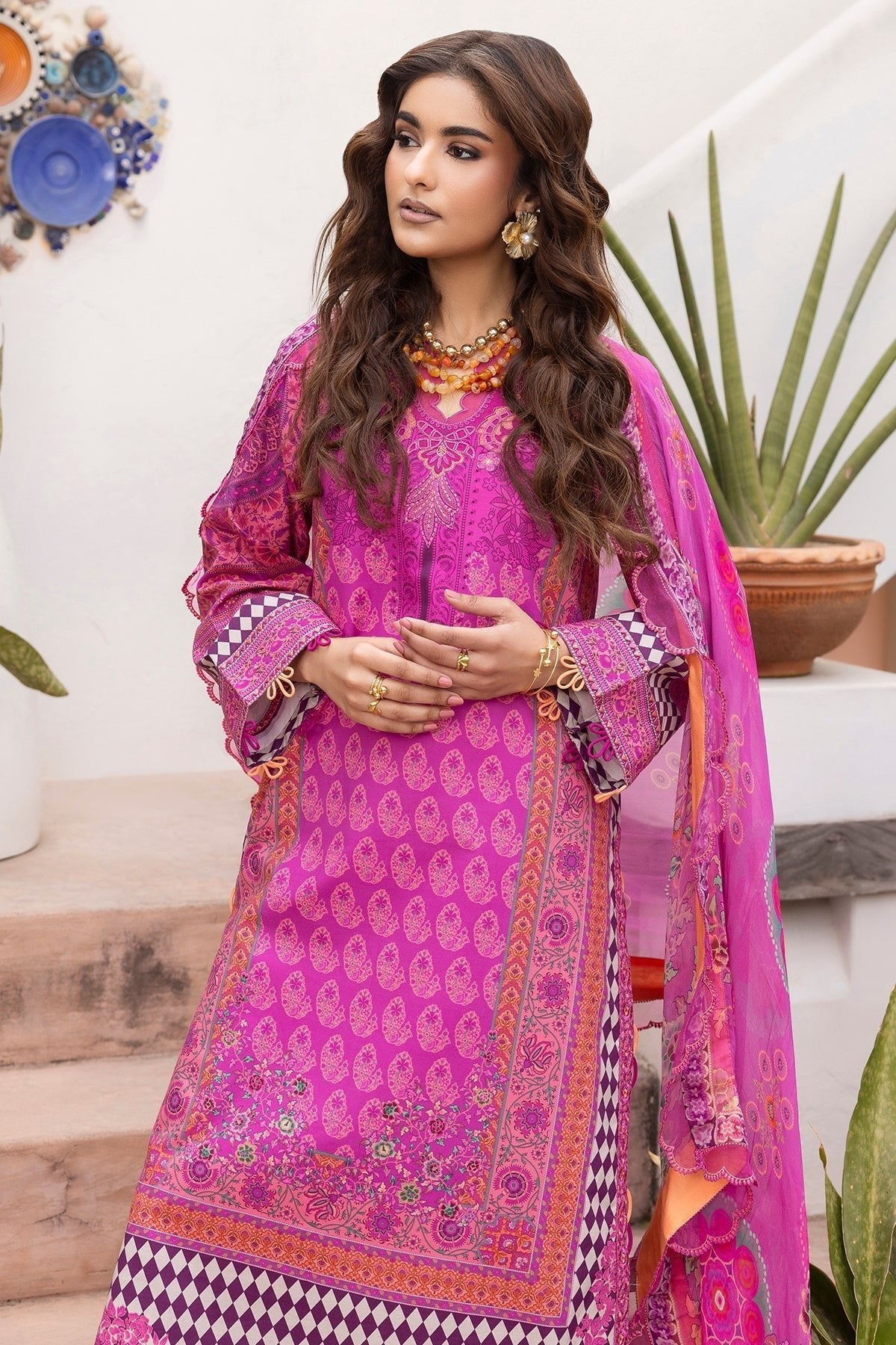 Charizma | Andaaz Lawn 26 | CAD6-09-Brand:Charizma-Type:Ladies Clothes-Thulian Pink-Lawn-House of Maryam- Buy in UK, USA