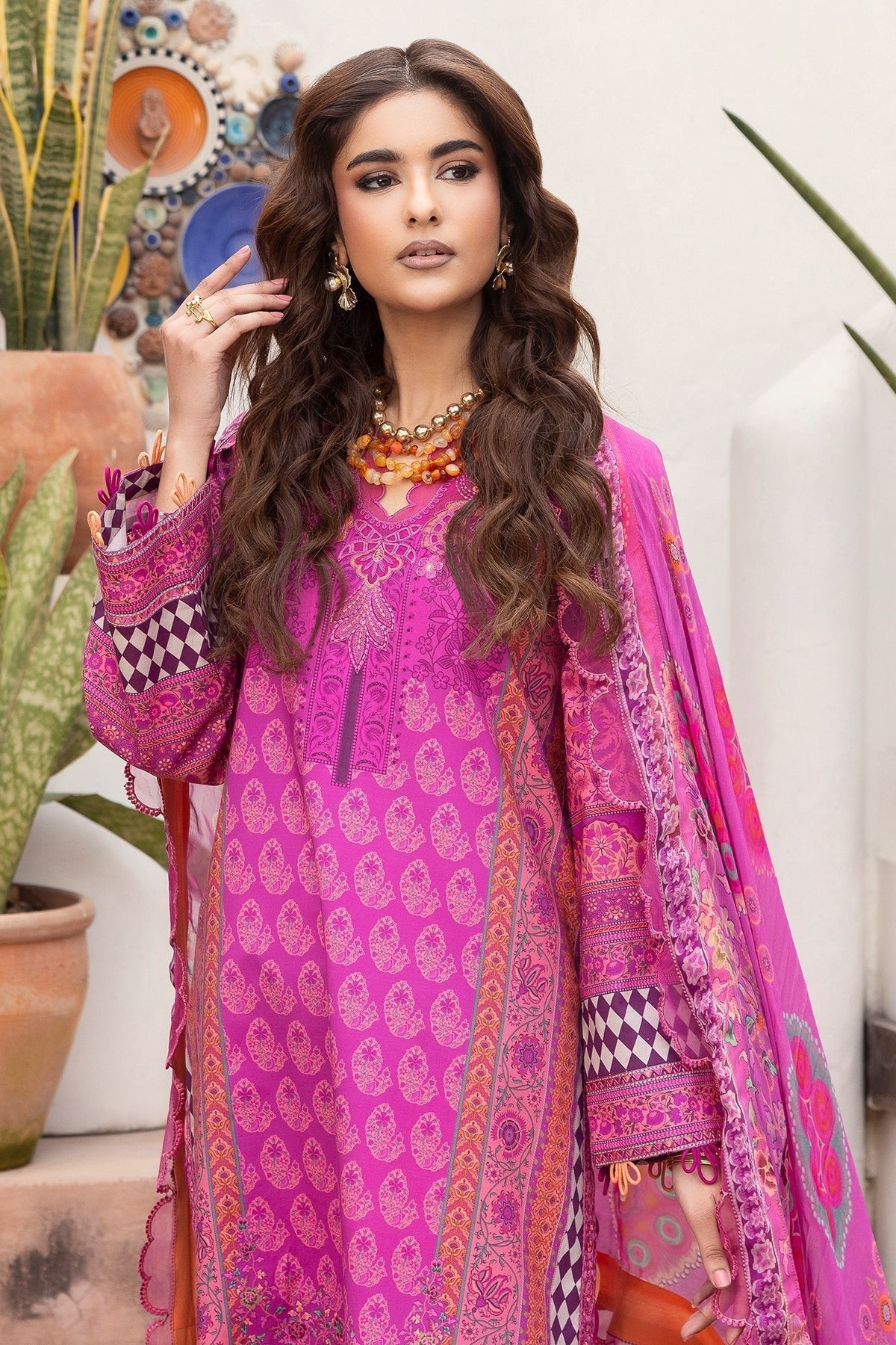 Charizma | Andaaz Lawn 26 | CAD6-09-Brand:Charizma-Type:Ladies Clothes-Thulian Pink-Lawn-House of Maryam- Buy in UK, USA