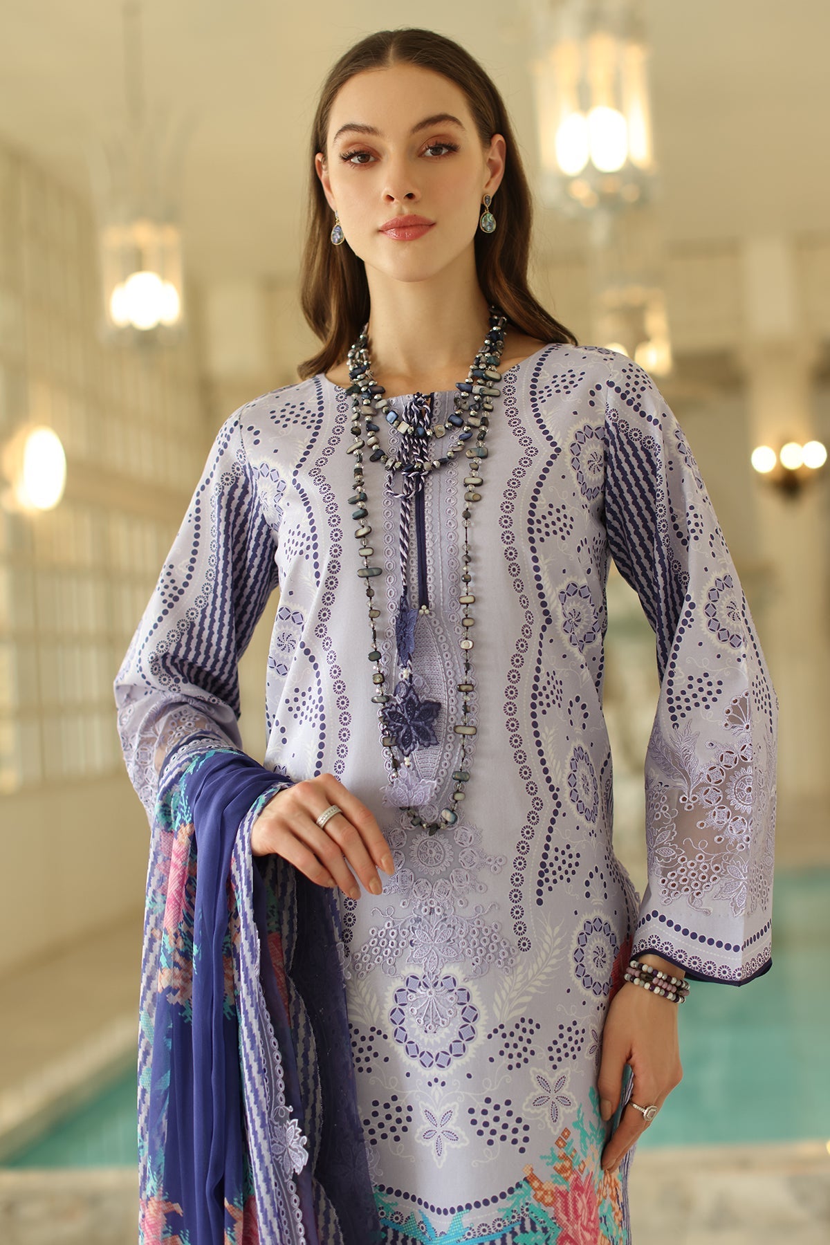 Charizma | Aniq Lawn Collection | AN5-01-Brand:Charizma-Type:Ladies Clothes-Light Lavender-Lawn-House of Maryam- Buy in UK, USA