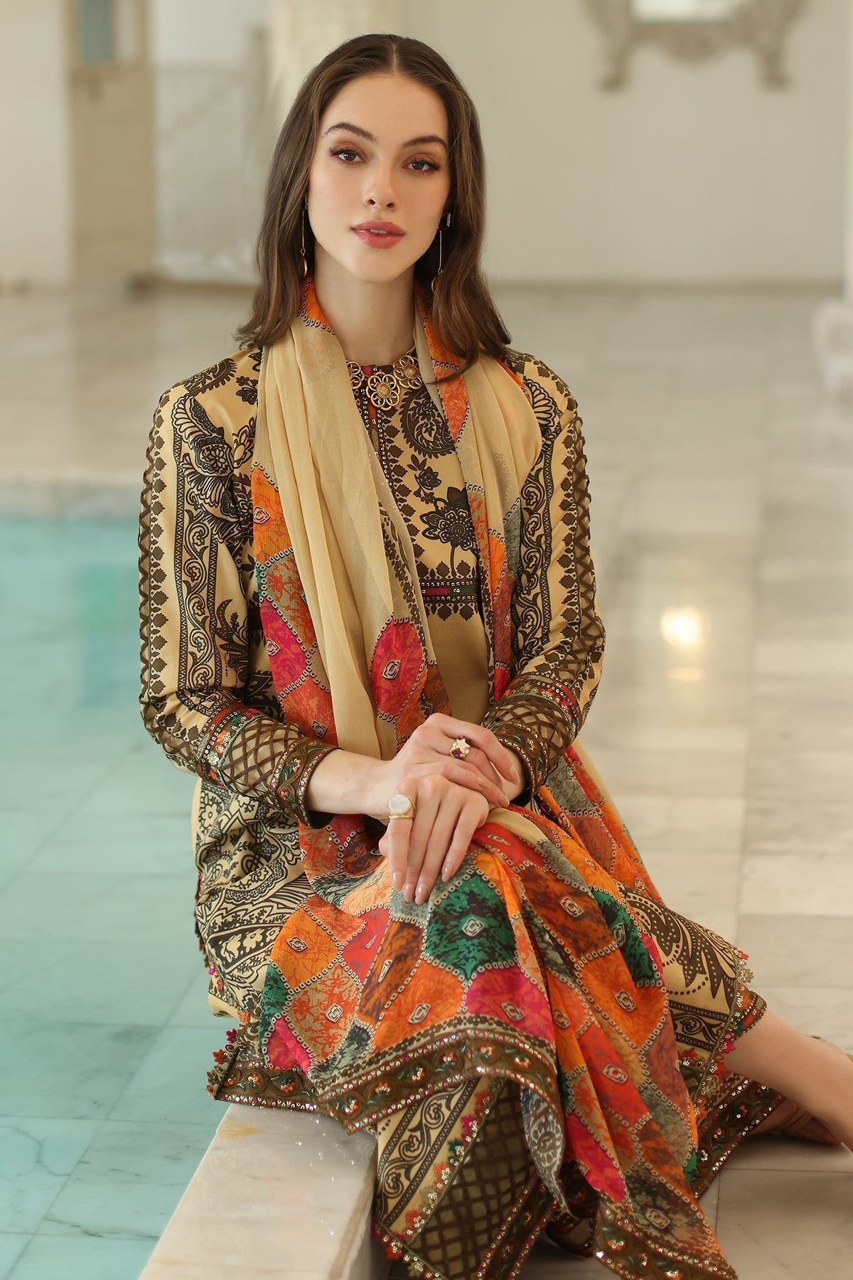 Charizma | Aniq Lawn Collection | AN5-04-Brand:Charizma-Type:Ladies Clothes-Pale Yellow-Lawn-House of Maryam- Buy in UK, USA