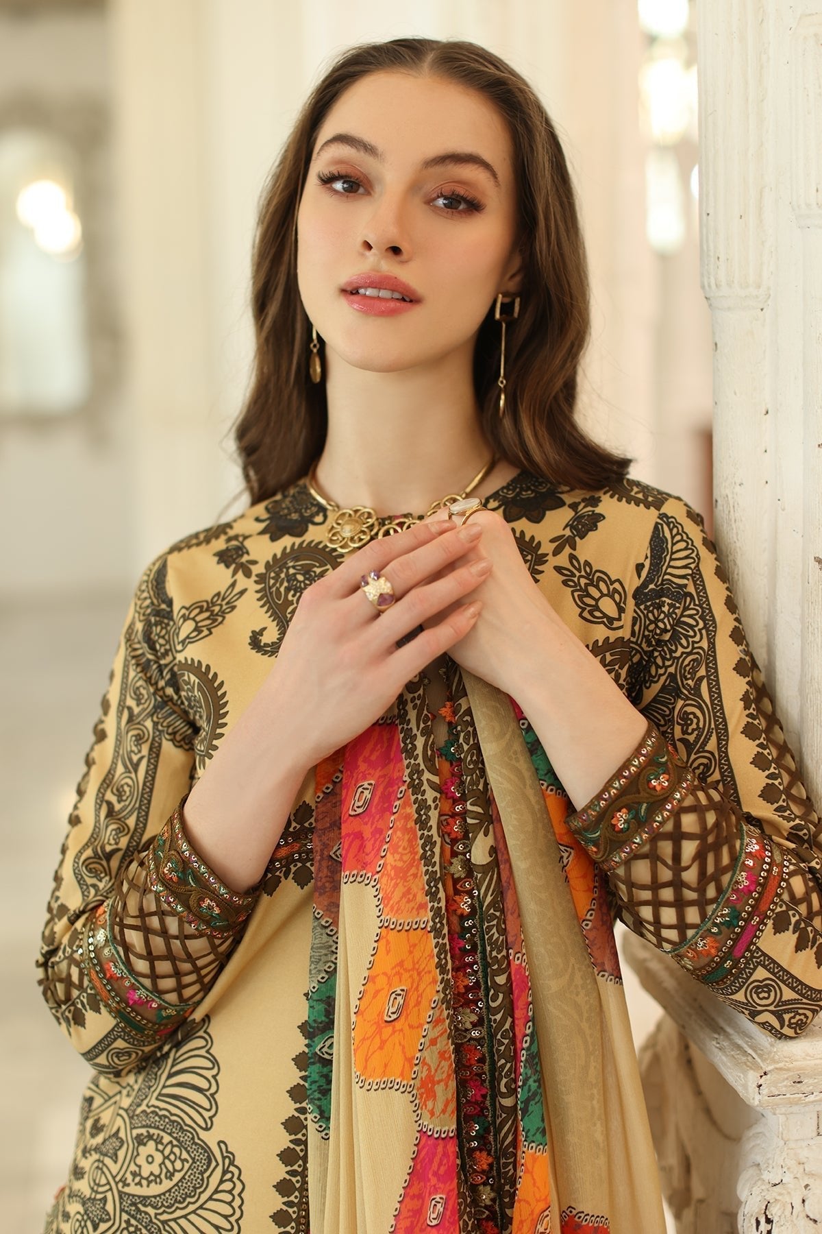 Charizma | Aniq Lawn Collection | AN5-04-Brand:Charizma-Type:Ladies Clothes-Pale Yellow-Lawn-House of Maryam- Buy in UK, USA