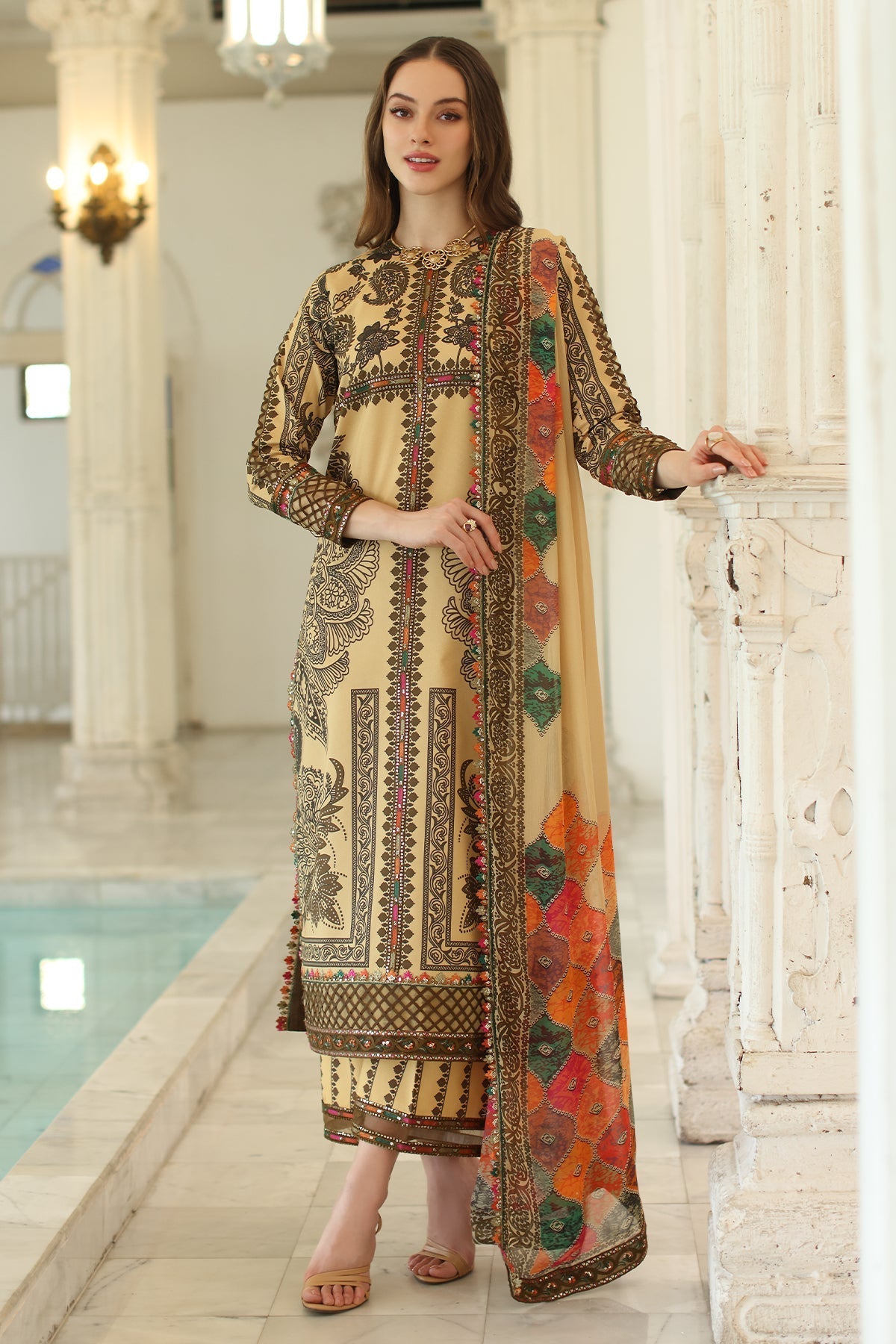 Charizma | Aniq Lawn Collection | AN5-04-Brand:Charizma-Type:Ladies Clothes-Pale Yellow-Lawn-House of Maryam- Buy in UK, USA