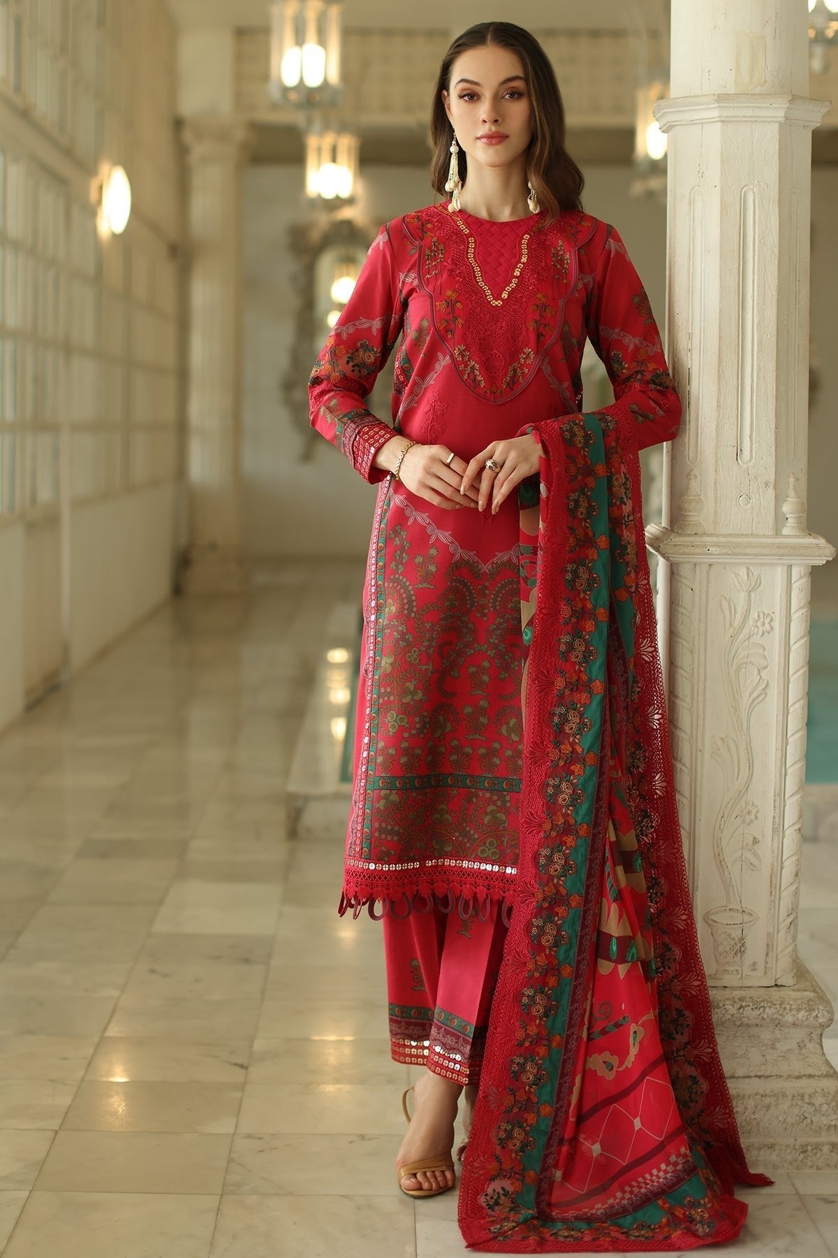 Charizma | Aniq Lawn Collection | AN5-05-Brand:Charizma-Type:Ladies Clothes-Red-Lawn-House of Maryam- Buy in UK, USA