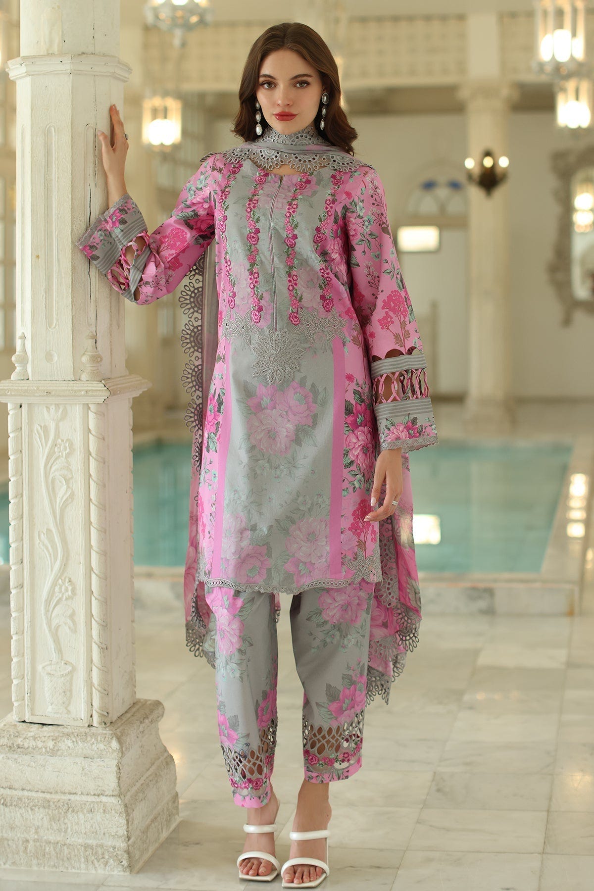 Charizma | Aniq Lawn Collection | AN5-06-Brand:Charizma-Type:Ladies Clothes-Gray-Lawn-House of Maryam- Buy in UK, USA