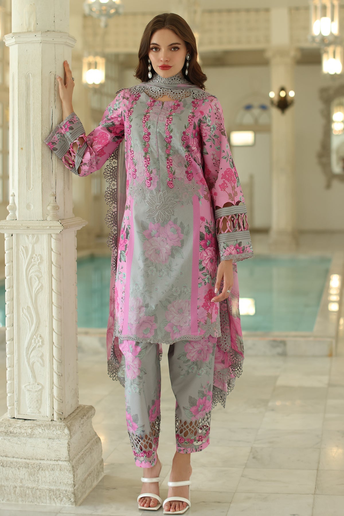 Charizma | Aniq Lawn Collection | AN5-06-Brand:Charizma-Type:Ladies Clothes-Gray-Lawn-House of Maryam- Buy in UK, USA