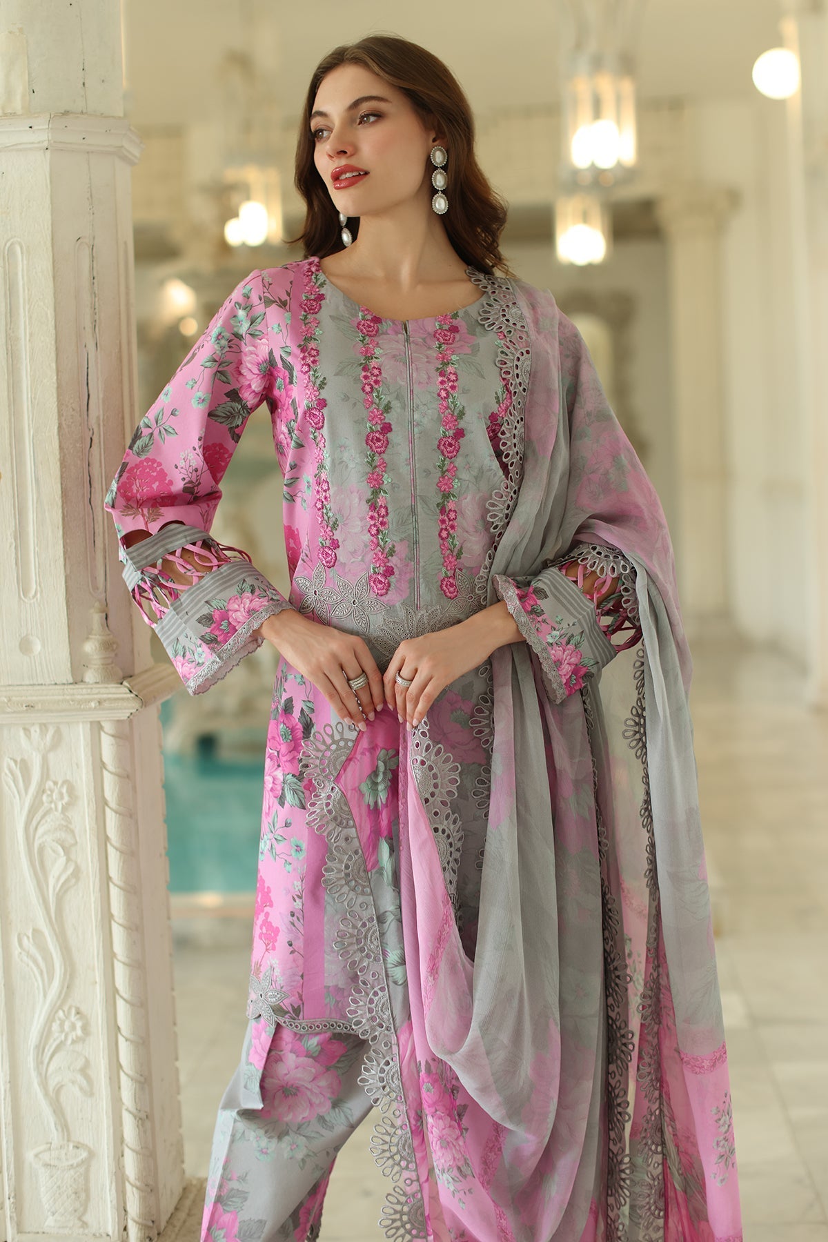 Charizma | Aniq Lawn Collection | AN5-06-Brand:Charizma-Type:Ladies Clothes-Gray-Lawn-House of Maryam- Buy in UK, USA