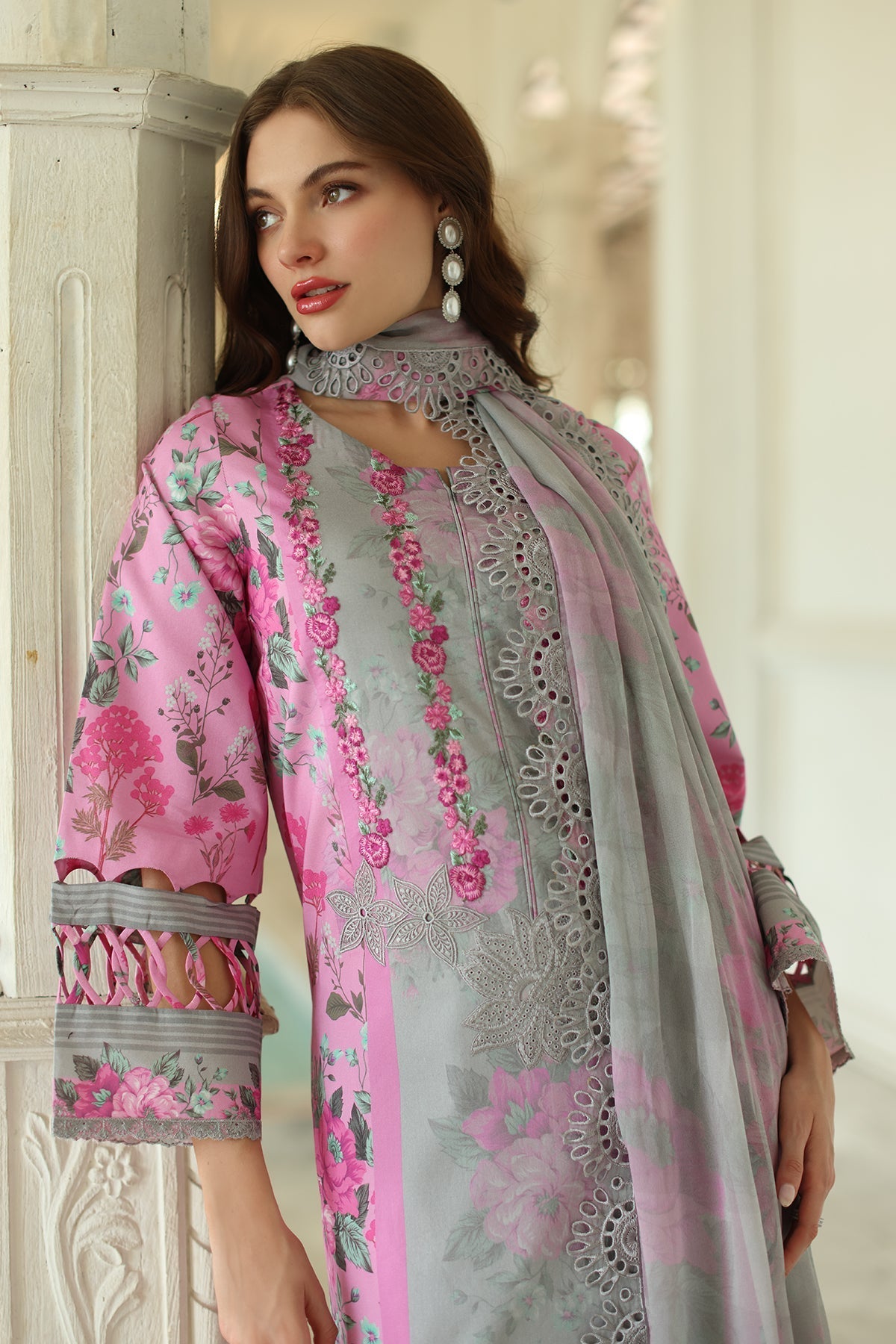 Charizma | Aniq Lawn Collection | AN5-06-Brand:Charizma-Type:Ladies Clothes-Gray-Lawn-House of Maryam- Buy in UK, USA