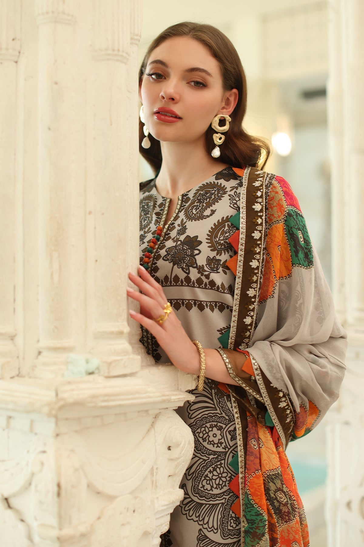 Charizma | Aniq Lawn Collection | AN5-08-Brand:Charizma-Type:Ladies Clothes-Beige-Lawn-House of Maryam- Buy in UK, USA