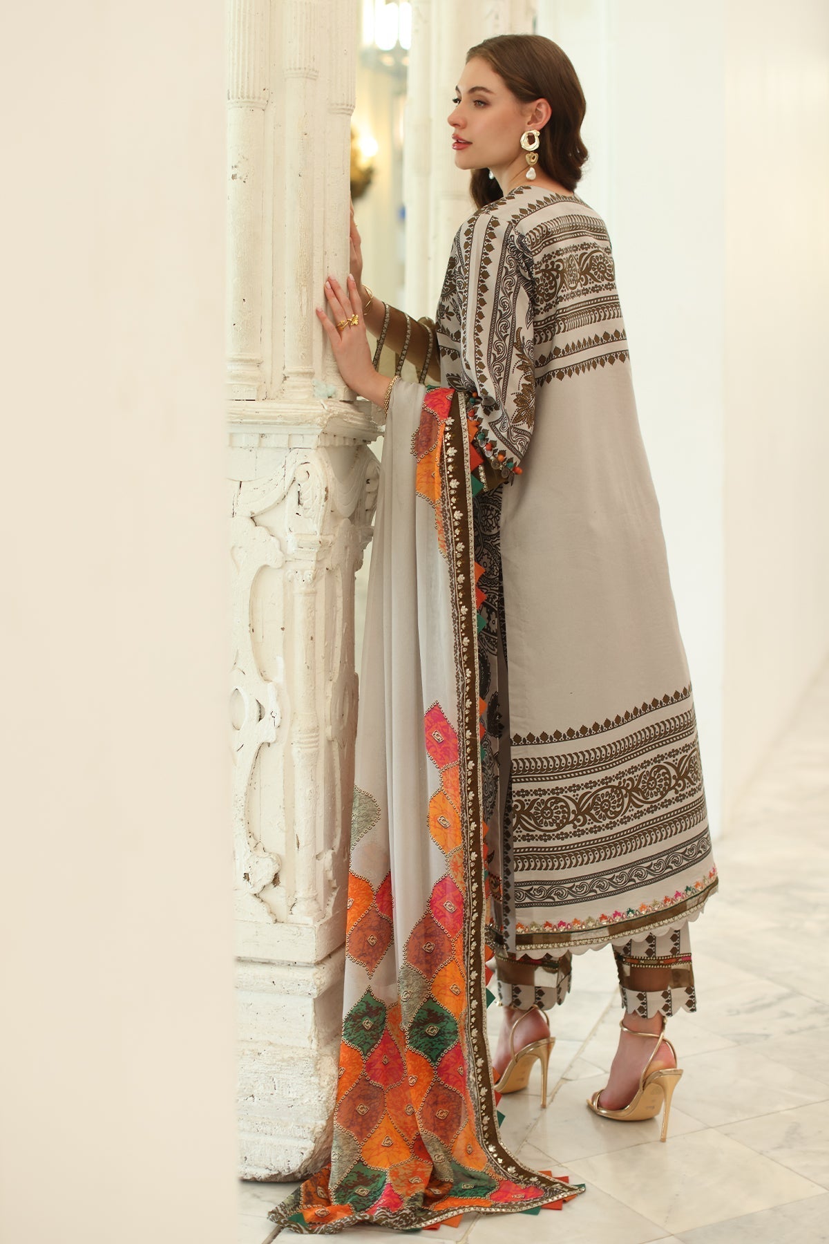 Charizma | Aniq Lawn Collection | AN5-08-Brand:Charizma-Type:Ladies Clothes-Beige-Lawn-House of Maryam- Buy in UK, USA