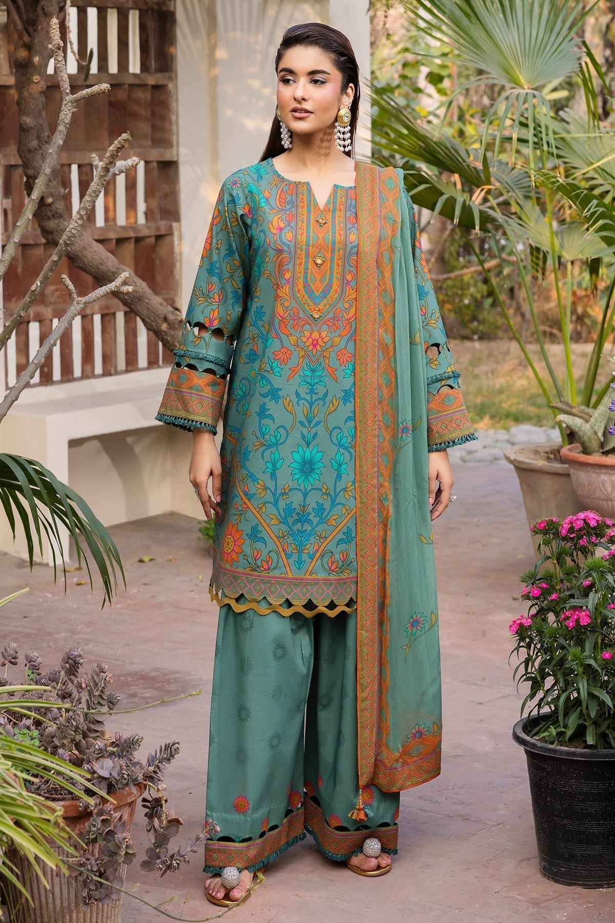 Charizma | C Print Collection | CP6-03-Brand:Charizma-Type:Ladies Clothes-Teal-Lawn-House of Maryam- Buy in UK, USA