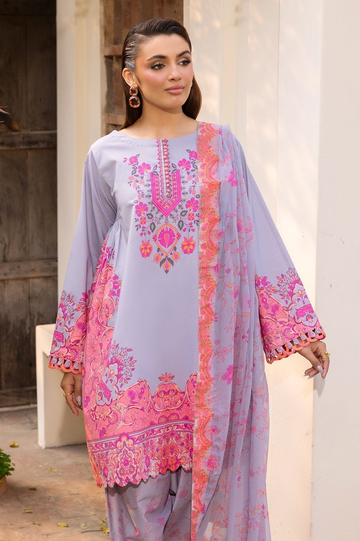 Charizma | C Print Collection | CP6-06-Brand:Charizma-Type:Ladies Clothes-Light Lavender-Lawn-House of Maryam- Buy in UK, USA
