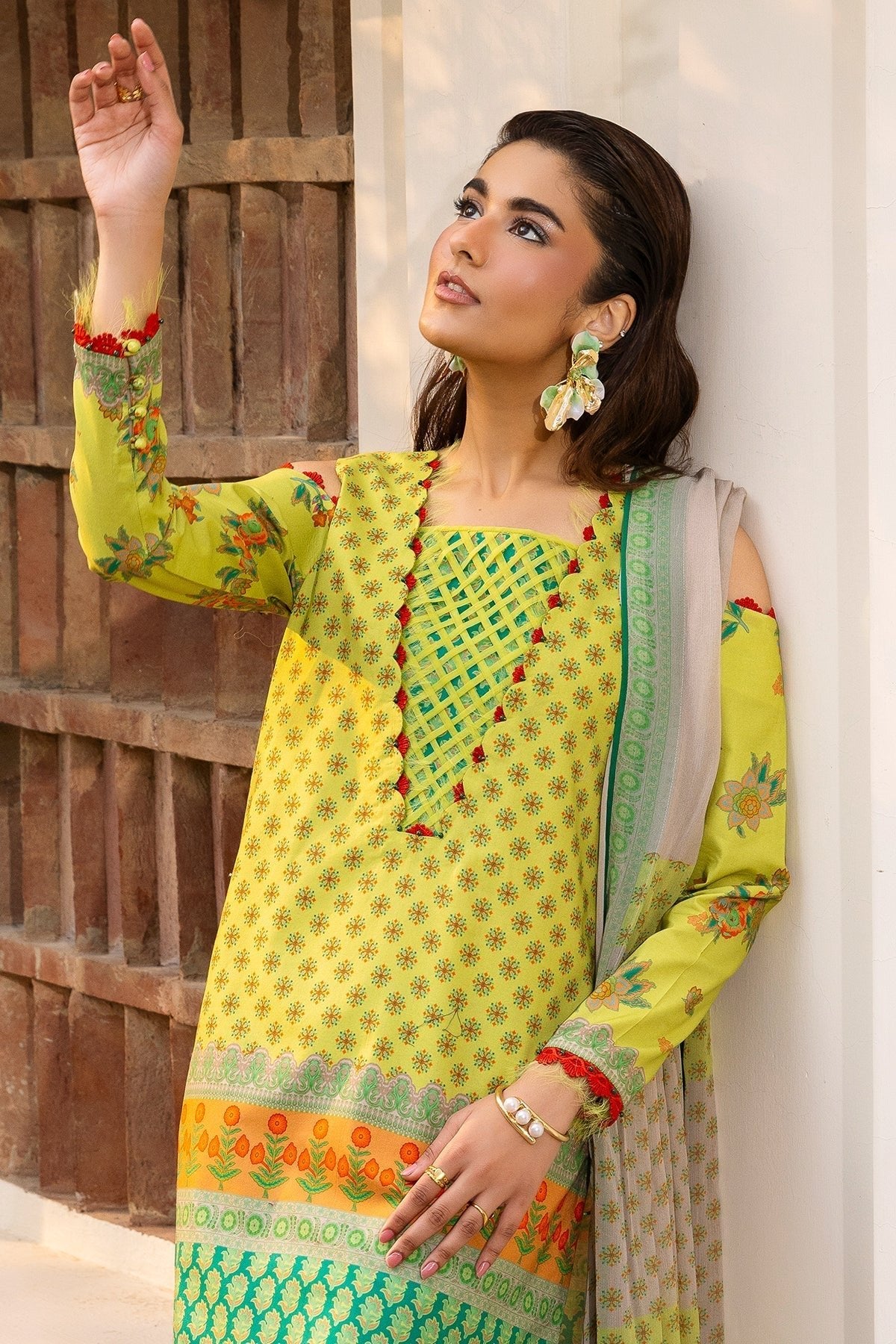 Charizma | C Print Collection | CP6-08-Brand:Charizma-Type:Ladies Clothes-Lime Green-Lawn-House of Maryam- Buy in UK, USA