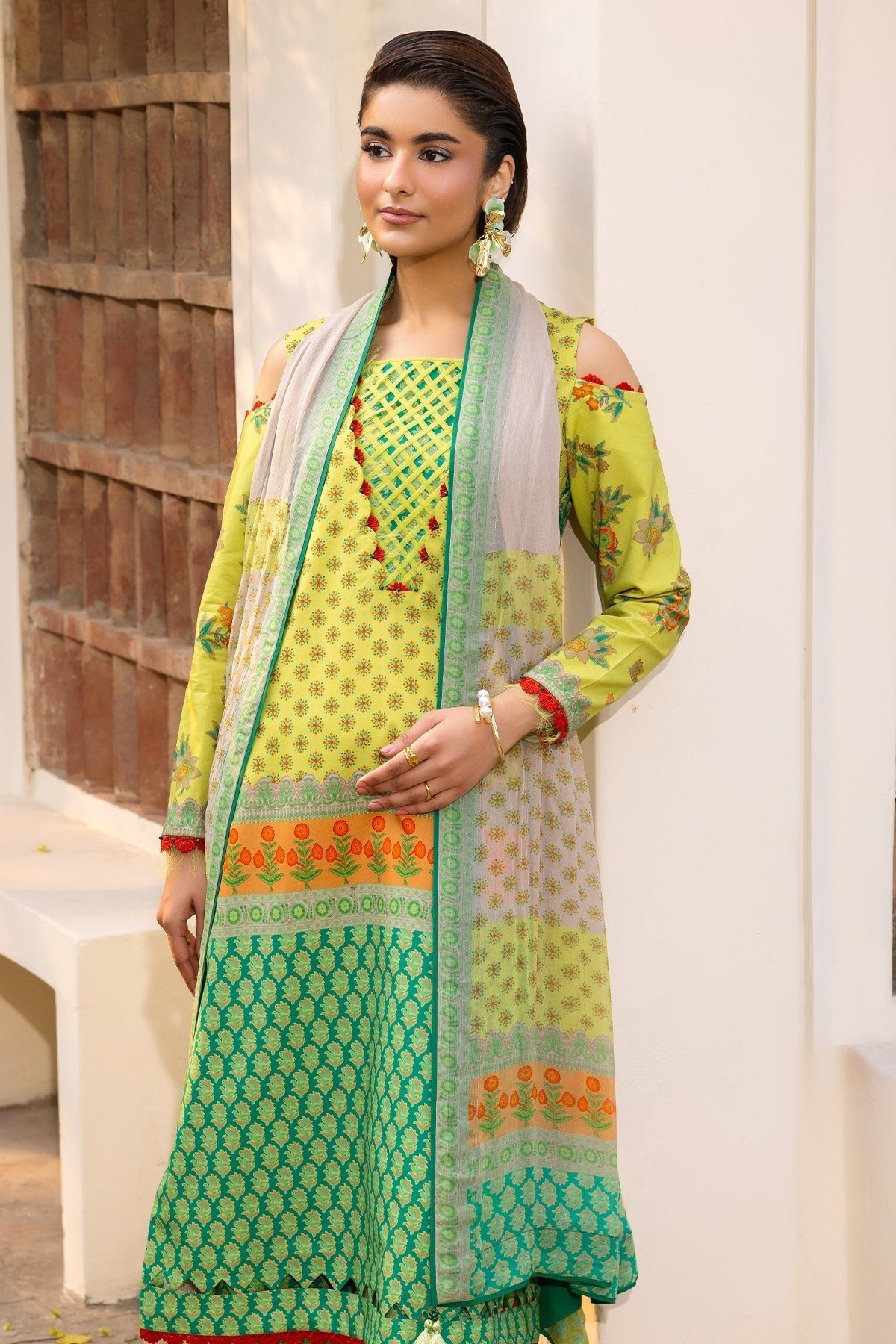 Charizma | C Print Collection | CP6-08-Brand:Charizma-Type:Ladies Clothes-Lime Green-Lawn-House of Maryam- Buy in UK, USA