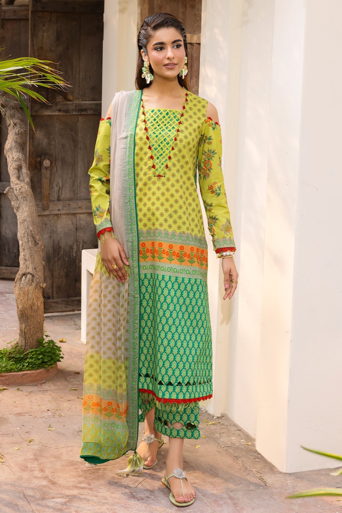Charizma | C Print Collection | CP6-08-Brand:Charizma-Type:Ladies Clothes-Lime Green-Lawn-House of Maryam- Buy in UK, USA