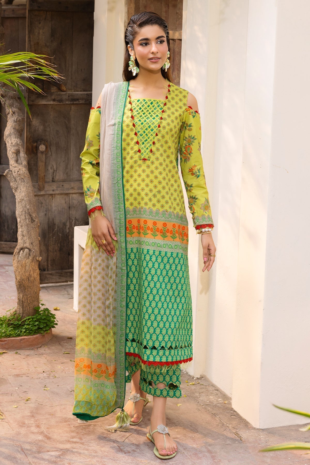 Charizma | C Print Collection | CP6-08-Brand:Charizma-Type:Ladies Clothes-Lime Green-Lawn-House of Maryam- Buy in UK, USA