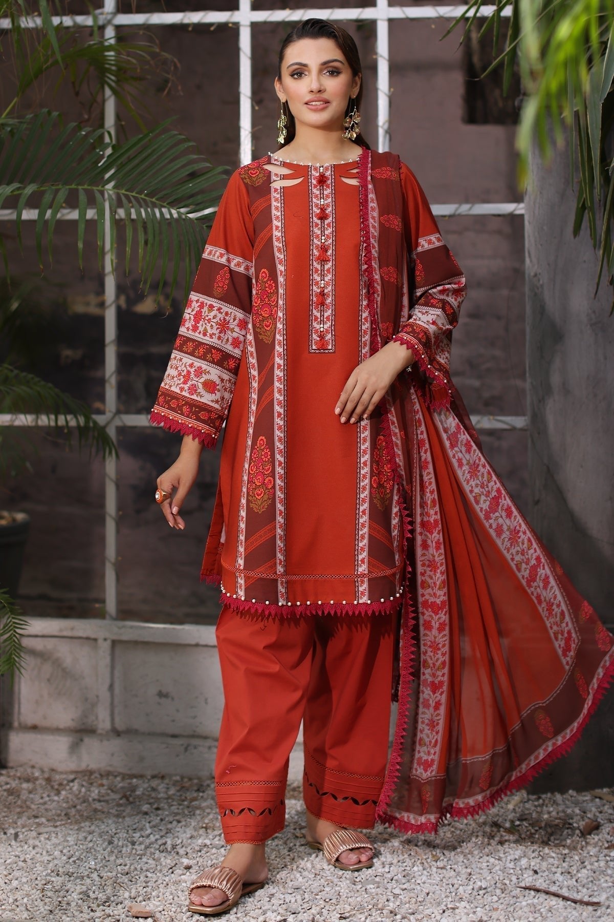 Charizma | C Print Collection | CP6-09-Brand:Charizma-Type:Ladies Clothes-Rust-Lawn-House of Maryam- Buy in UK, USA