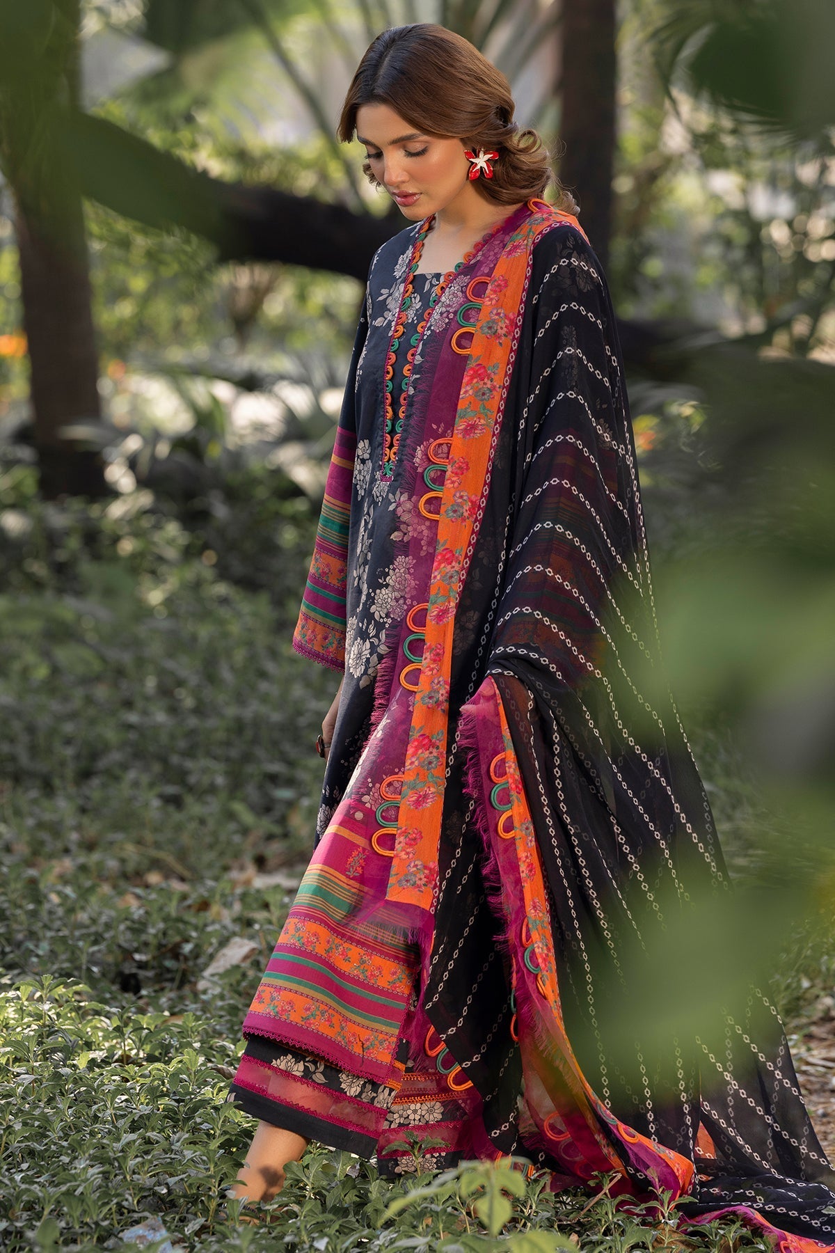 Charizma | C prints Lawn | CP5-14-Brand:Charizma-Type:Ladies Clothes-Black-Lawn-House of Maryam- Buy in UK, USA