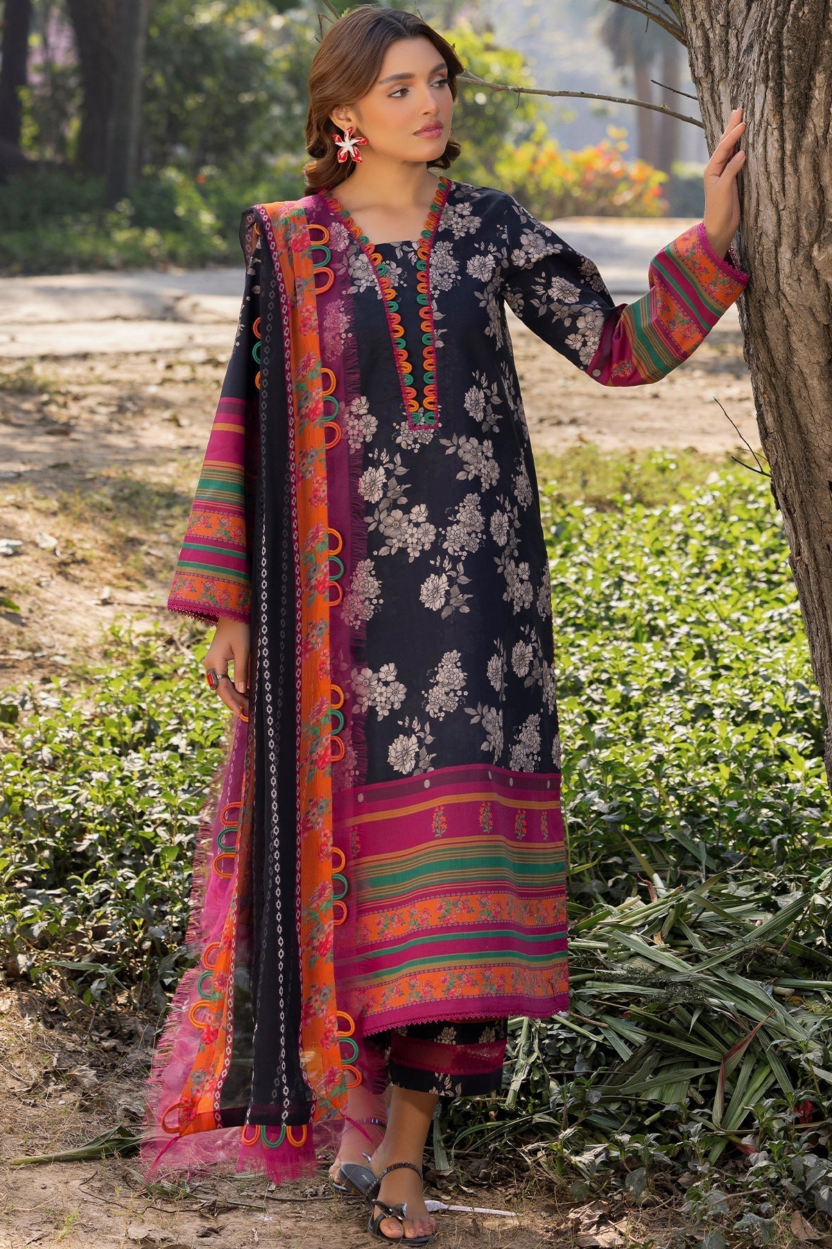 Charizma | C prints Lawn | CP5-14-Brand:Charizma-Type:Ladies Clothes-Black-Lawn-House of Maryam- Buy in UK, USA