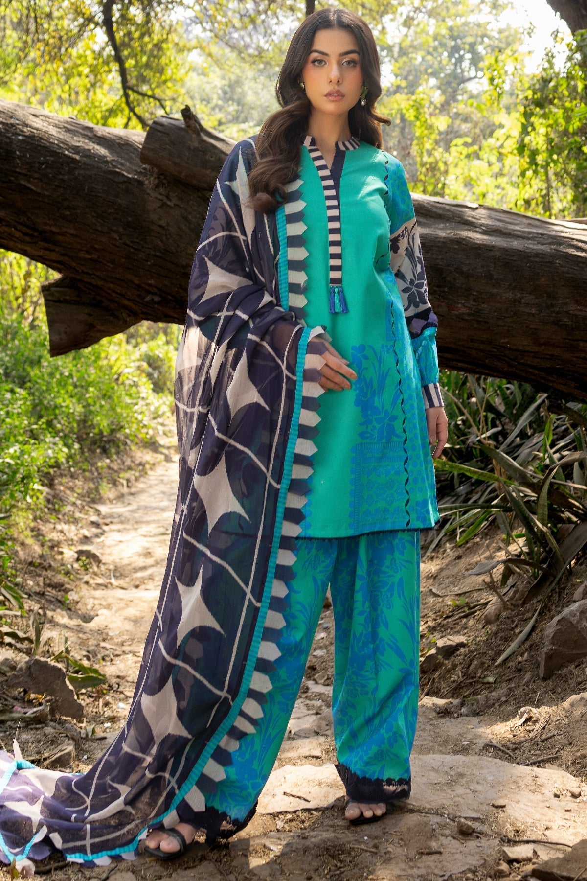 Charizma | C prints Lawn | CP5-17-Brand:Charizma-Type:Ladies Clothes-Bright Teal-Lawn-House of Maryam- Buy in UK, USA